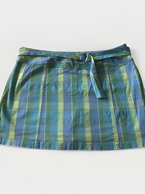 St Johns Bay Skort Size 18W Skirt Shorts Combo Blue Green Plaid Stretch
